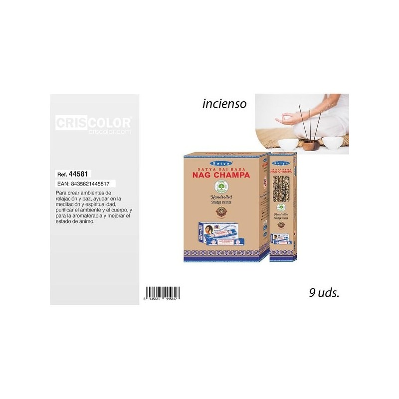 CRISCOLOR自然香薰 INCIENSO SATYA SMUDGE INCENSE CHAMPA 9UDS.
