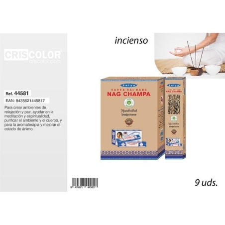 CRISCOLOR自然香薰 INCIENSO SATYA SMUDGE INCENSE CHAMPA 9UDS.
