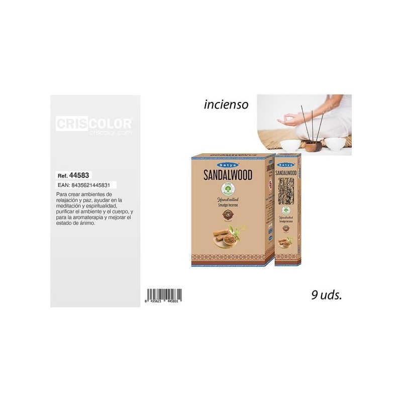CRISCOLOR自然香薰 INCIENSO SATYA SMUDGE INCENSE SANDALWOOD 9UDS.