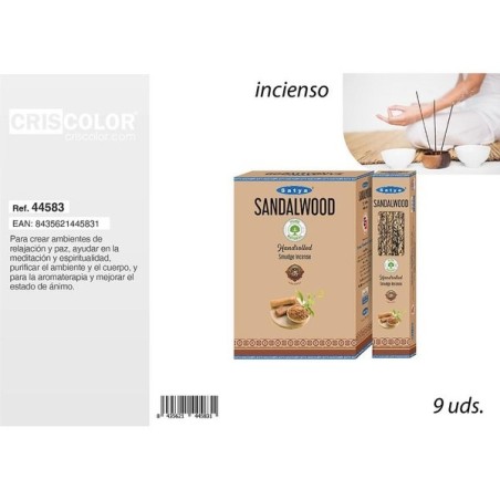 CRISCOLOR自然香薰 INCIENSO SATYA SMUDGE INCENSE SANDALWOOD 9UDS.