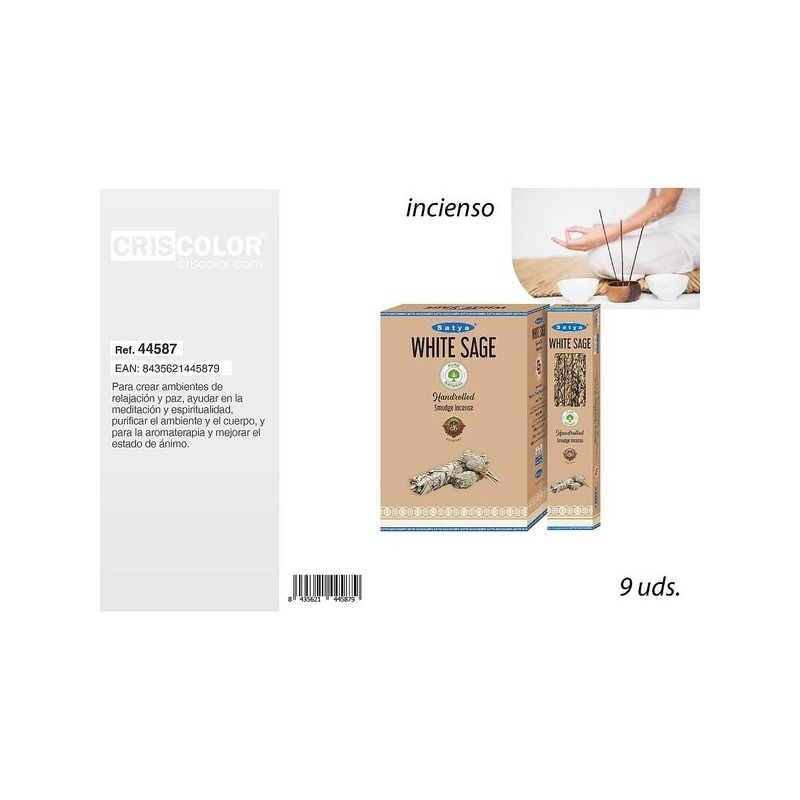 CRISCOLOR自然香薰 INCIENSO SATYA SMUDGE INCENSE WHITE SAGE 9UDS.