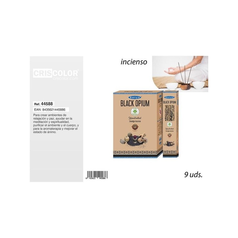 CRISCOLOR自然香薰 INCIENSO SATYA SMUDGE INCENSE BLACK OPIUM 9UDS.