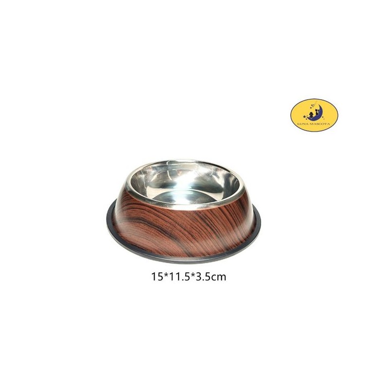 15cm不锈钢狗碗（水转印） Comedero Acero Inoxidable Antideslizante Para Perro O Gato 15Cm