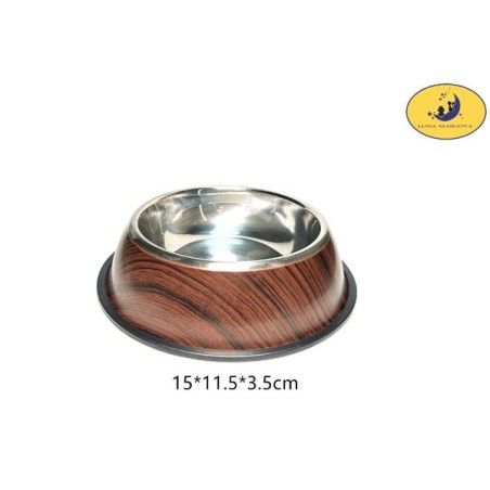 15cm不锈钢狗碗（水转印） Comedero Acero Inoxidable Antideslizante Para Perro O Gato 15Cm