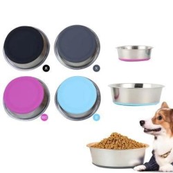 14CM硅胶底防滑狗碗 Comedero Acero Inoxidable Antideslizante Para Mascotas 14Cm