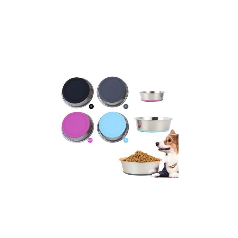 14CM硅胶底防滑狗碗 Comedero Acero Inoxidable Antideslizante Para Mascotas 14Cm