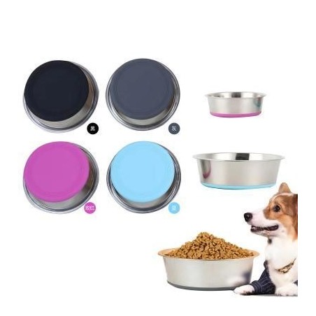 14CM硅胶底防滑狗碗 Comedero Acero Inoxidable Antideslizante Para Mascotas 14Cm