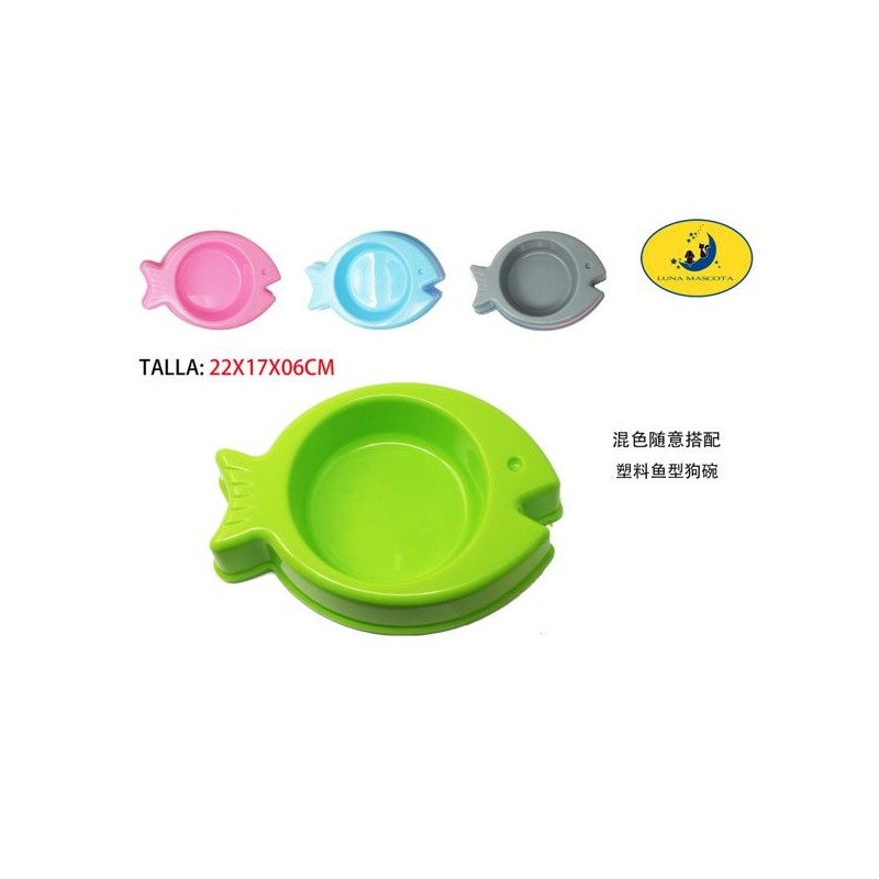 猫碗狗碗-小鱼23*17*5.5cm Comedero Mascota Plastico