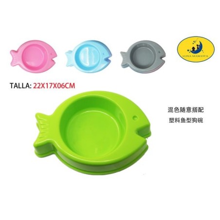 猫碗狗碗-小鱼23*17*5.5cm Comedero Mascota Plastico