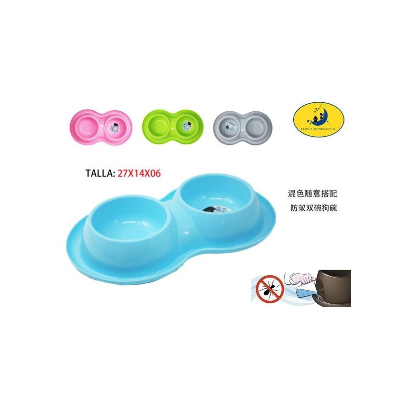 防蚁双碗狗碗28*16.5*5cm Comedero Mascota Plastico