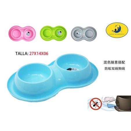 防蚁双碗狗碗28*16.5*5cm Comedero Mascota Plastico