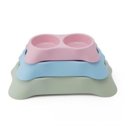 中号梯形塑料双碗28*16*5cm Cuenco Doble De Plástico Para Mascotas