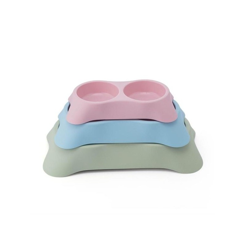 中号梯形塑料双碗28*16*5cm Cuenco Doble De Plástico Para Mascotas