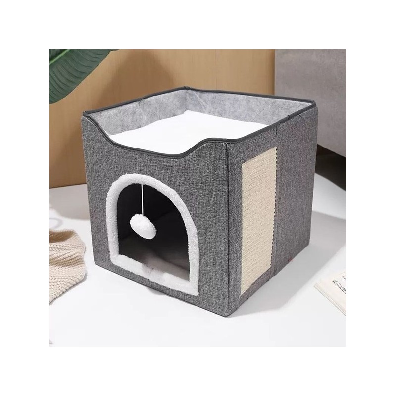 拱形洞口猫窝42*42*35cm（带剑麻）深灰 Casa para gatos 42*42*35cm