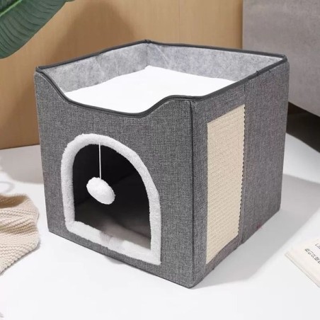 拱形洞口猫窝42*42*35cm（带剑麻）深灰 Casa para gatos 42*42*35cm