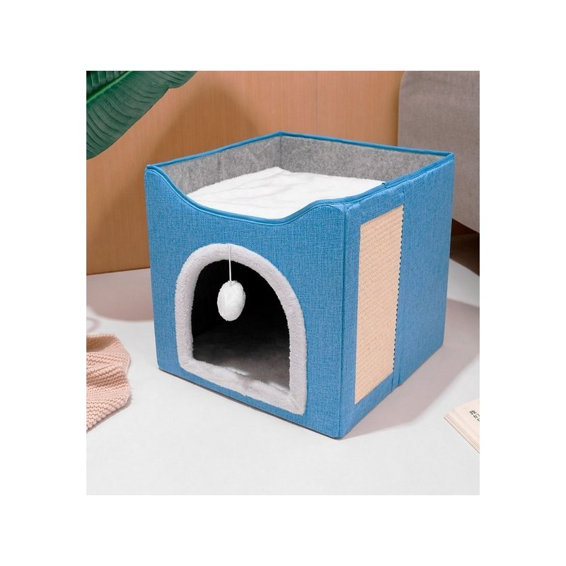 拱形洞口猫窝42*42*35cm（带剑麻）浅灰 Casa para gatos 42*42*35cm