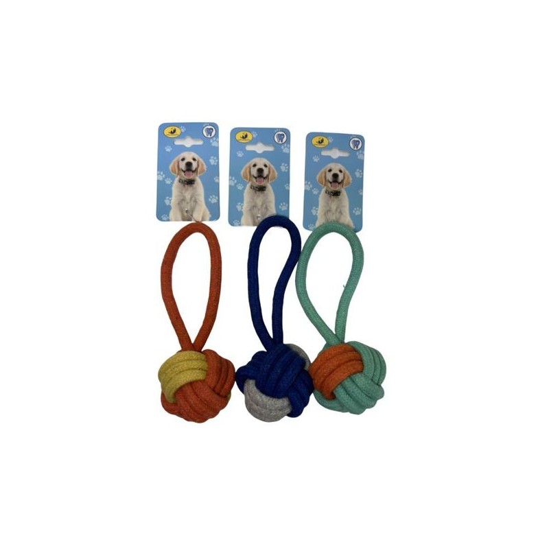 撞色小号混色短吊棉绳球18cm Juquete Perros