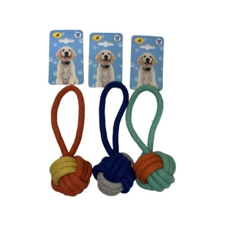 撞色小号混色短吊棉绳球18cm Juquete Perros