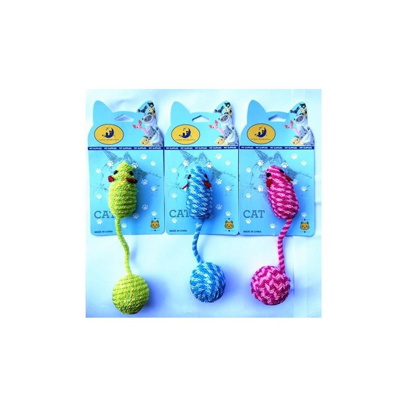 彩色带球老鼠19*3cm Juguete Para Gatos