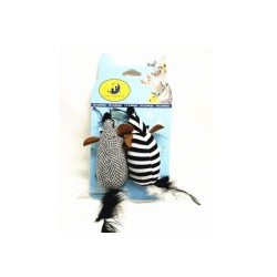 两只装羽毛尾老鼠8cm Juguete Para Gatos