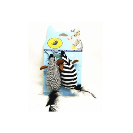 两只装羽毛尾老鼠8cm Juguete Para Gatos