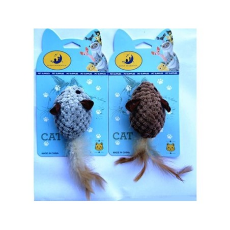 羽毛尾巴玉米绒老鼠15*4cm Juguete Para Gatos