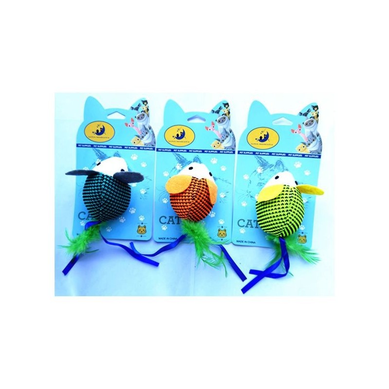 彩色羽毛绒布老鼠18*4.5cm Juguete Para Gatos