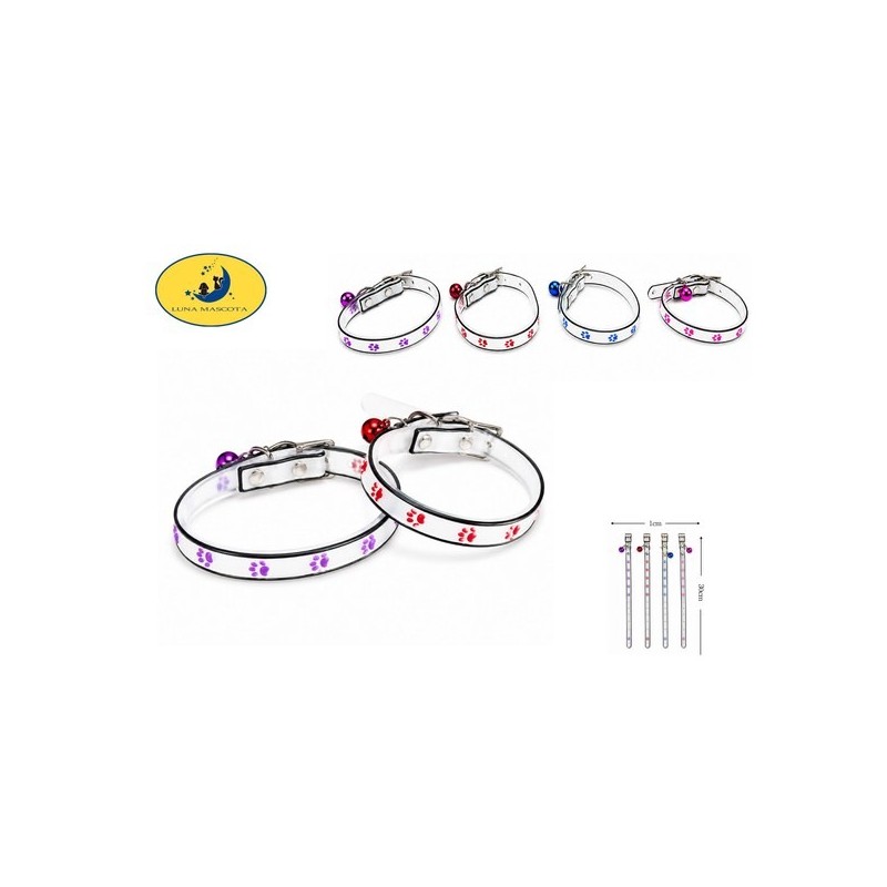 直脚印夜光猫项圈1.0*30cm Collar fluorescente de silicona para mascotas