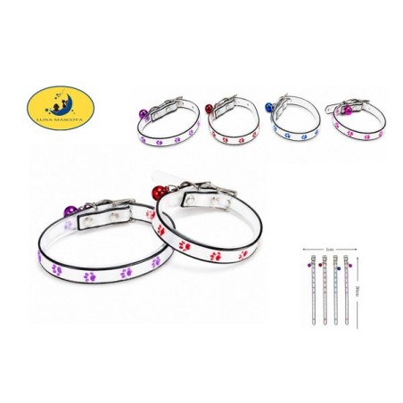 直脚印夜光猫项圈1.0*30cm Collar fluorescente de silicona para mascotas