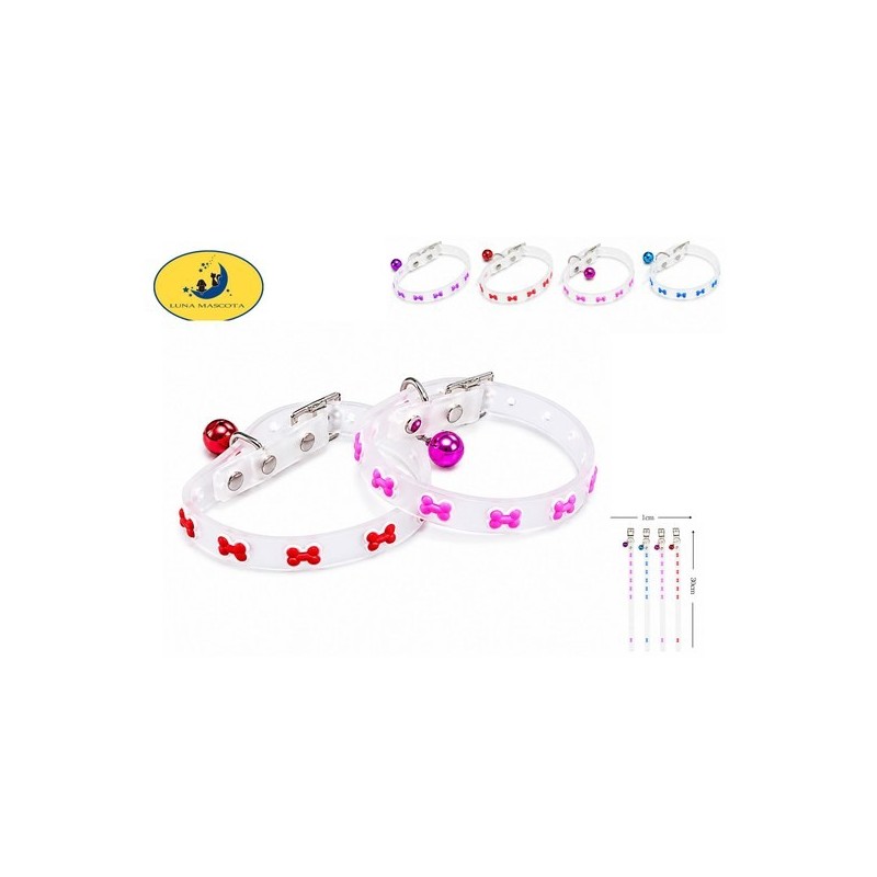 骨头圈夜光猫项圈1.0*30cm Collar fluorescente de silicona para mascotas