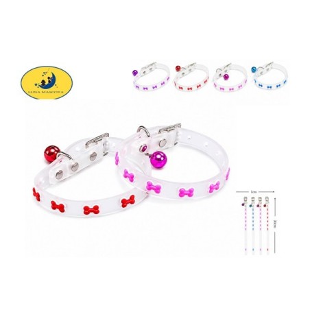 骨头圈夜光猫项圈1.0*30cm Collar fluorescente de silicona para mascotas