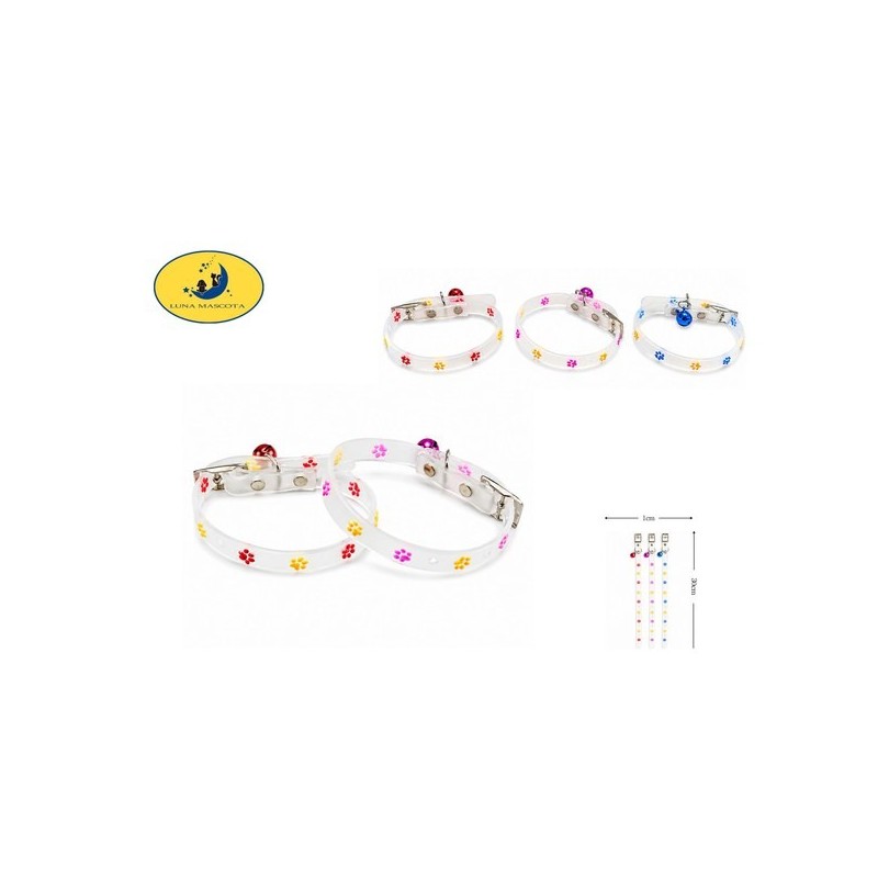脚印夜光猫项圈1.0*30cm Collar fluorescente de silicona para mascotas