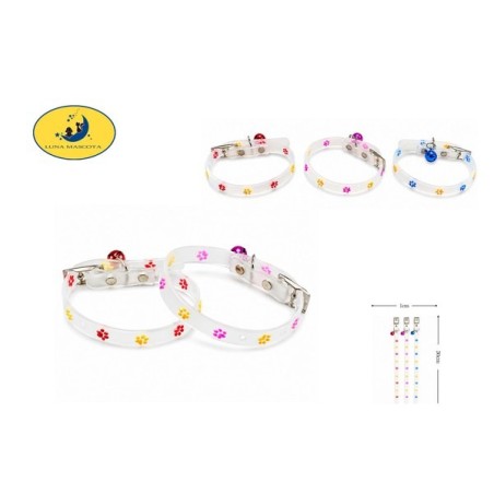 脚印夜光猫项圈1.0*30cm Collar fluorescente de silicona para mascotas