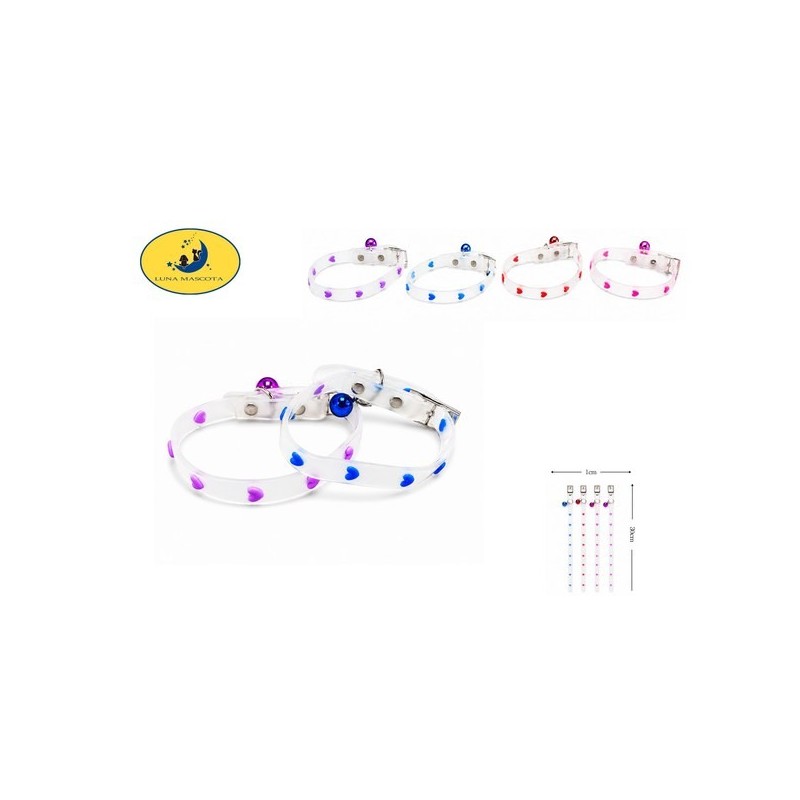 猫狗项圈夜光爱心1.0*30cm Collar Fluorescente De Silicona Para Mascotas