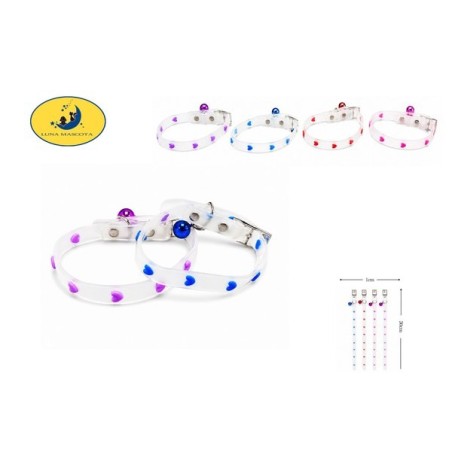 猫狗项圈夜光爱心1.0*30cm Collar Fluorescente De Silicona Para Mascotas