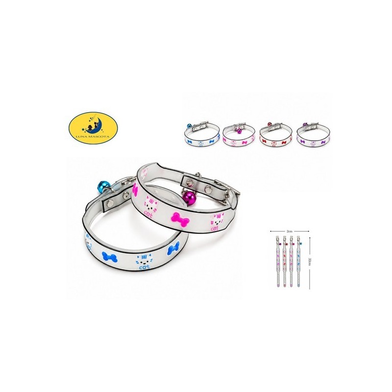 小猫夜光猫项圈2.0*32cm Collar fluorescente de silicona para mascotas