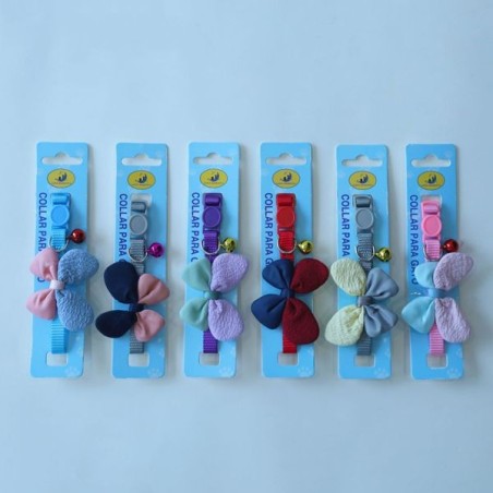双色蝴蝶结猫圈1.0*30cm Collar Para Gato