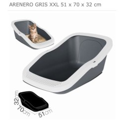 特大猫砂盆51 x 70 x 32 cm ARENERO XXL GRIS 51 x 70 x 32 cm