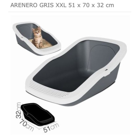 特大猫砂盆51 x 70 x 32 cm ARENERO XXL GRIS 51 x 70 x 32 cm