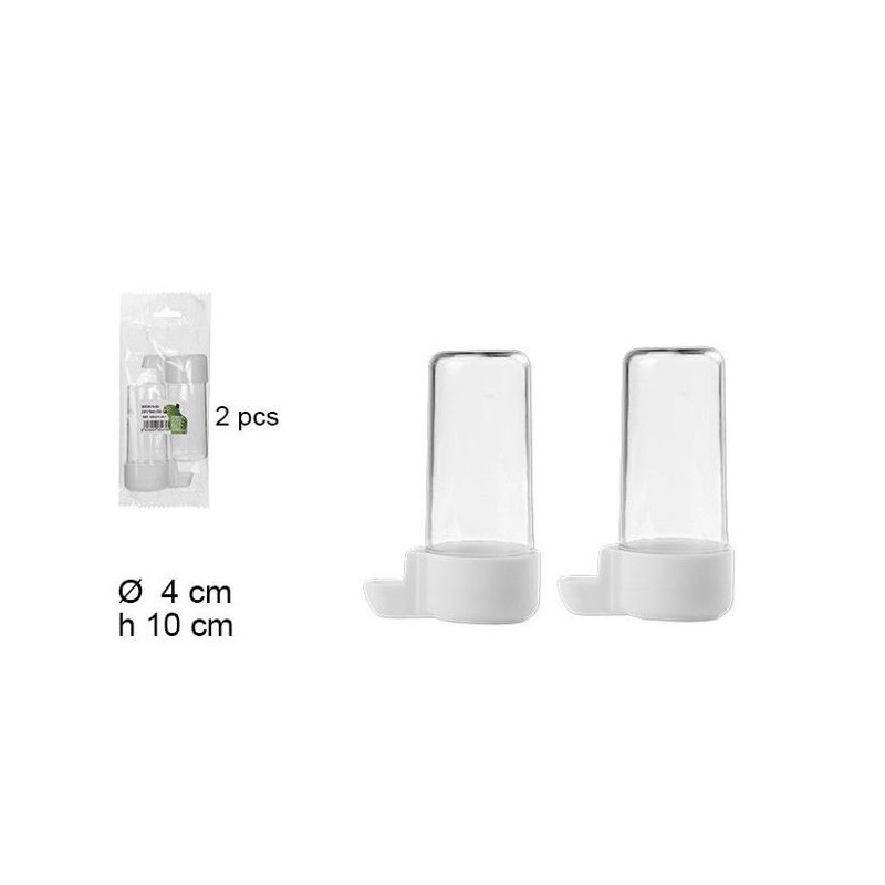 两只装鸟饮水瓶10*4cm Pack 2 Bebederos Pájaro 10*4Cm
