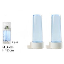 2pcs 鸟饮水瓶12x6x4cm Pack 2 bebederos pájaro redondo azul 12x6x4cm