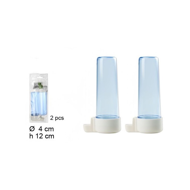 2pcs 鸟饮水瓶12x6x4cm Pack 2 bebederos pájaro redondo azul 12x6x4cm