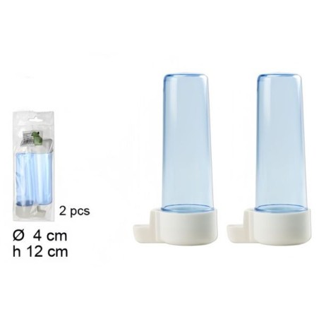 2pcs 鸟饮水瓶12x6x4cm Pack 2 bebederos pájaro redondo azul 12x6x4cm