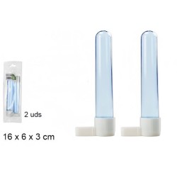 2pcs 鸟饮水瓶16*6*3cm Pack 2 bebederos pájaro largo azul 16*6*3cm