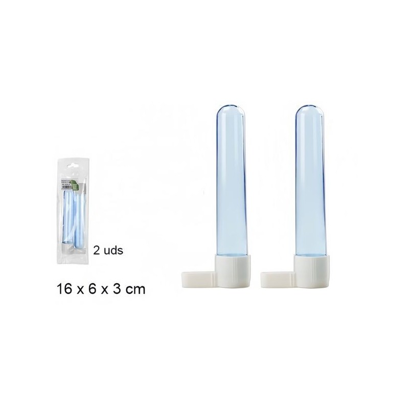 2pcs 鸟饮水瓶16*6*3cm Pack 2 bebederos pájaro largo azul 16*6*3cm
