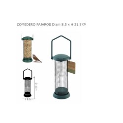 金属鸟食盒8.5 x H 21.5 cm COMEDERO PAJAROS Diam 8.5 x H 21.5 cm