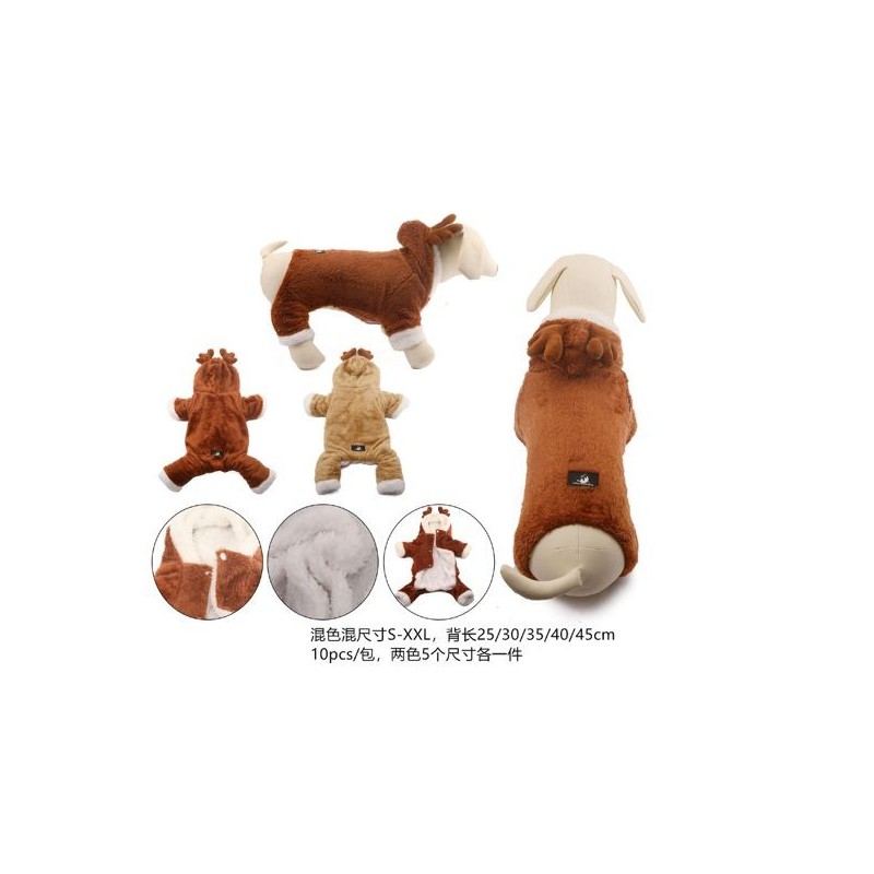 加厚双层麋鹿变身衣 Ropa Para Perro