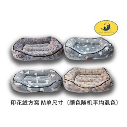 印花绒方窝 M单尺寸（颜色随机平均混色） CAMA PARA MASCOTAS