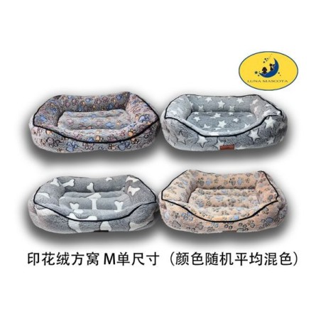 印花绒方窝 M单尺寸（颜色随机平均混色） CAMA PARA MASCOTAS