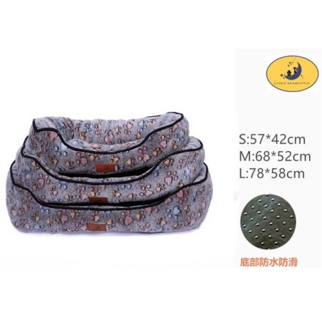 双面印花绒拉縄方窝-深棕脚印 Cama Para Perro Talla S: 8435669813708 M 8435669813715 L 8435669813722